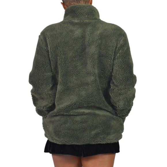 Anine Bing Ryder Faux Fur Jacket Green Olive Sherpa Teddy Plush Zip Front Small - Picture 3 of 16